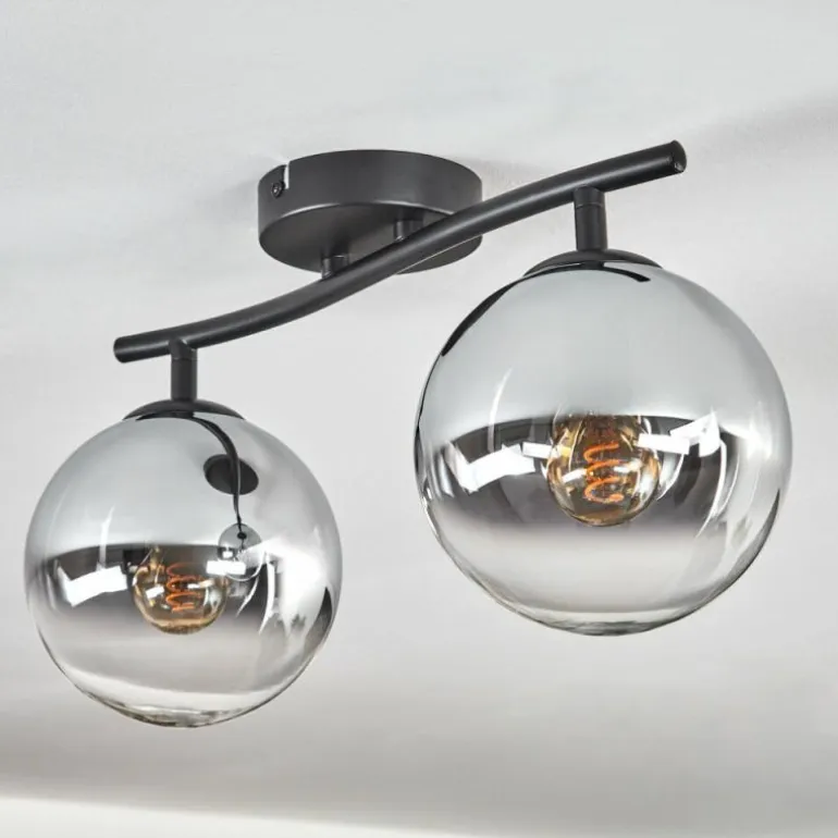 Gastor Plafonnier, Boule lumineuse Chrome, Clair, Fumé, 2 lumières