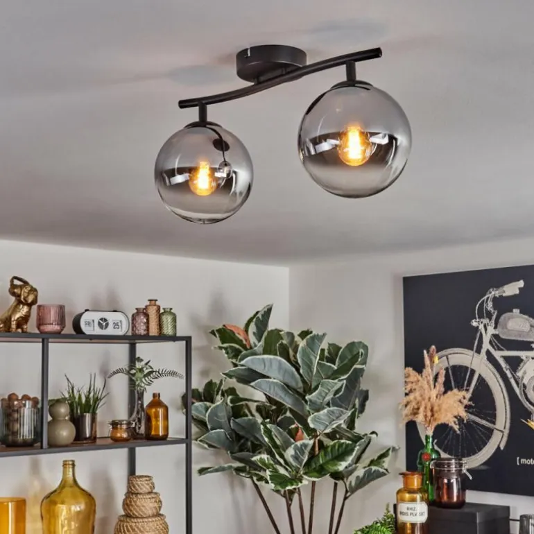 Gastor Plafonnier, Boule lumineuse Chrome, Clair, Fumé, 2 lumières