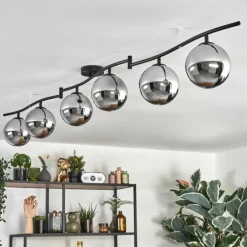 Gastor Plafonnier, Boule lumineuse Chrome, Fumé, 6 lumières