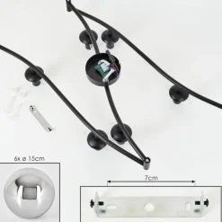 Gastor Plafonnier, Boule lumineuse Chrome, Fumé, 6 lumières
