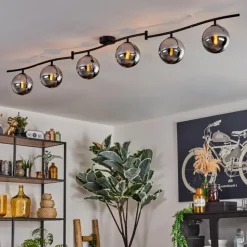 Gastor Plafonnier, Boule lumineuse Chrome, Fumé, 6 lumières