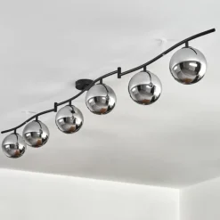 Gastor Plafonnier, Boule lumineuse Chrome, Fumé, 6 lumières
