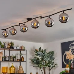 Gastor Plafonnier, Boule lumineuse Chrome, Fumé, 6 lumières