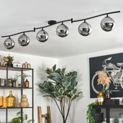 Gastor Plafonnier, Boule lumineuse Chrome, Fumé, 6 lumières