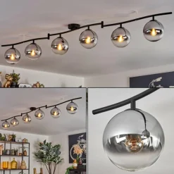 Gastor Plafonnier, Boule lumineuse Chrome, Clair, Fumé, 6 lumières