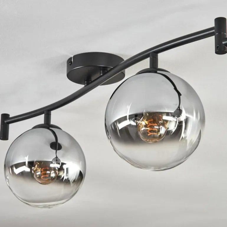 Gastor Plafonnier, Boule lumineuse Chrome, Clair, Fumé, 6 lumières