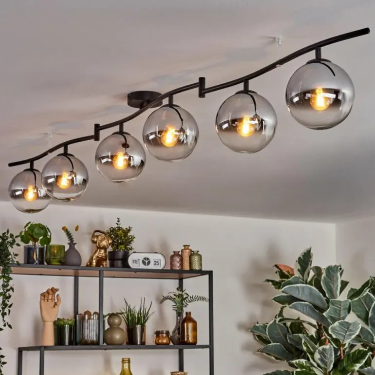 Gastor Plafonnier, Boule lumineuse Chrome, Clair, Fumé, 6 lumières