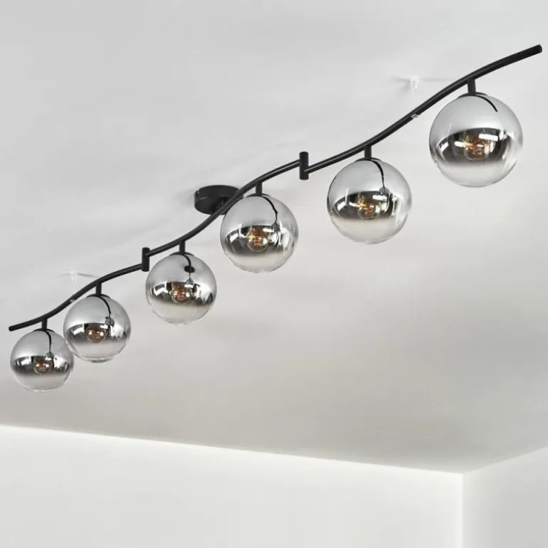 Gastor Plafonnier, Boule lumineuse Chrome, Clair, Fumé, 6 lumières