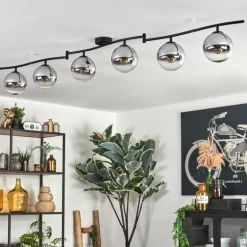 Gastor Plafonnier, Boule lumineuse Chrome, Clair, Fumé, 6 lumières