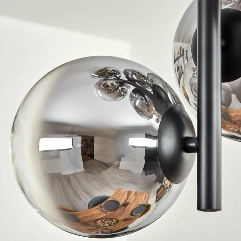 Gastor Plafonnier, Boule lumineuse 32 cm Chrome, Clair, Fumé, 8 lumières