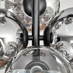 Gastor Plafonnier, Boule lumineuse 32 cm Chrome, Clair, Fumé, 8 lumières