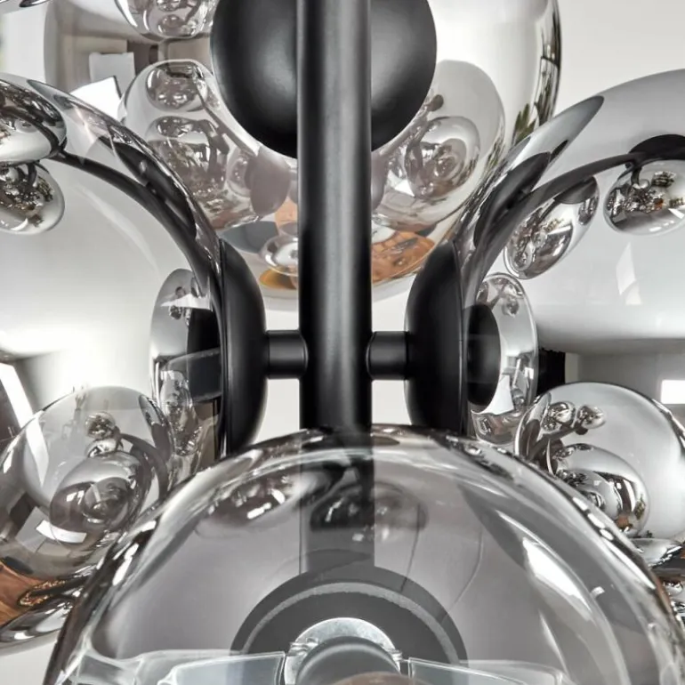 Gastor Plafonnier, Boule lumineuse 32 cm Chrome, Clair, Fumé, 8 lumières