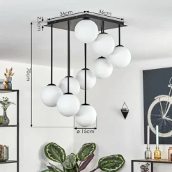 Gastor Plafonnier, Boule lumineuse Blanc, 9 lumières