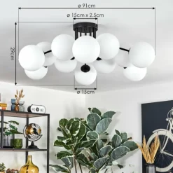 Gastor Plafonnier, Boule lumineuse Blanc, 12 lumières