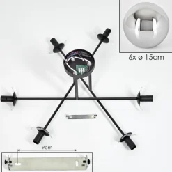 Gastor Plafonnier, Boule lumineuse 15 cm Chrome, Fumé, 6 lumières