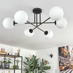 Gastor Plafonnier, Boule lumineuse Blanc, 6 lumières