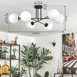 Gastor Plafonnier, Boule lumineuse Blanc, 6 lumières