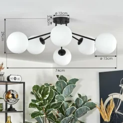 Gastor Plafonnier, Boule lumineuse Blanc, 6 lumières
