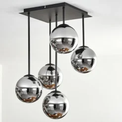 Gastor Plafonnier, Boule lumineuse Chrome, Fumé, 5 lumières