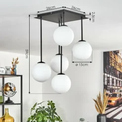 Gastor Plafonnier, Boule lumineuse Blanc, 5 lumières