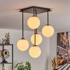 Gastor Plafonnier, Boule lumineuse Blanc, 5 lumières