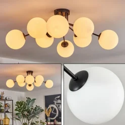 Gastor Plafonnier, Boule lumineuse 87 cm Blanc, 8 lumières