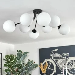 Gastor Plafonnier, Boule lumineuse 87 cm Blanc, 8 lumières