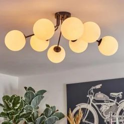 Gastor Plafonnier, Boule lumineuse 87 cm Blanc, 8 lumières
