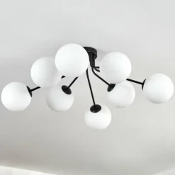 Gastor Plafonnier, Boule lumineuse 87 cm Blanc, 8 lumières