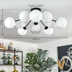 Gastor Plafonnier, Boule lumineuse 83 cm Blanc, 10 lumières