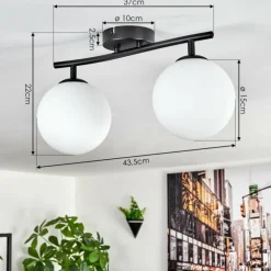 Gastor Plafonnier, Boule lumineuse Blanc, 2 lumières