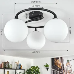 Gastor Plafonnier, Boule lumineuse Blanc, 3 lumières