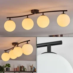 Gastor Plafonnier, Boule lumineuse Blanc, 4 lumières