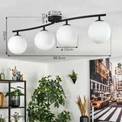 Gastor Plafonnier, Boule lumineuse Blanc, 4 lumières