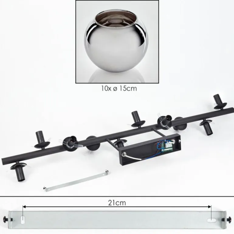 Gastor Plafonnier, Boule lumineuse Chrome, Fumé, 10 lumières