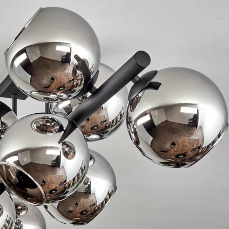 Gastor Plafonnier, Boule lumineuse Chrome, Fumé, 10 lumières
