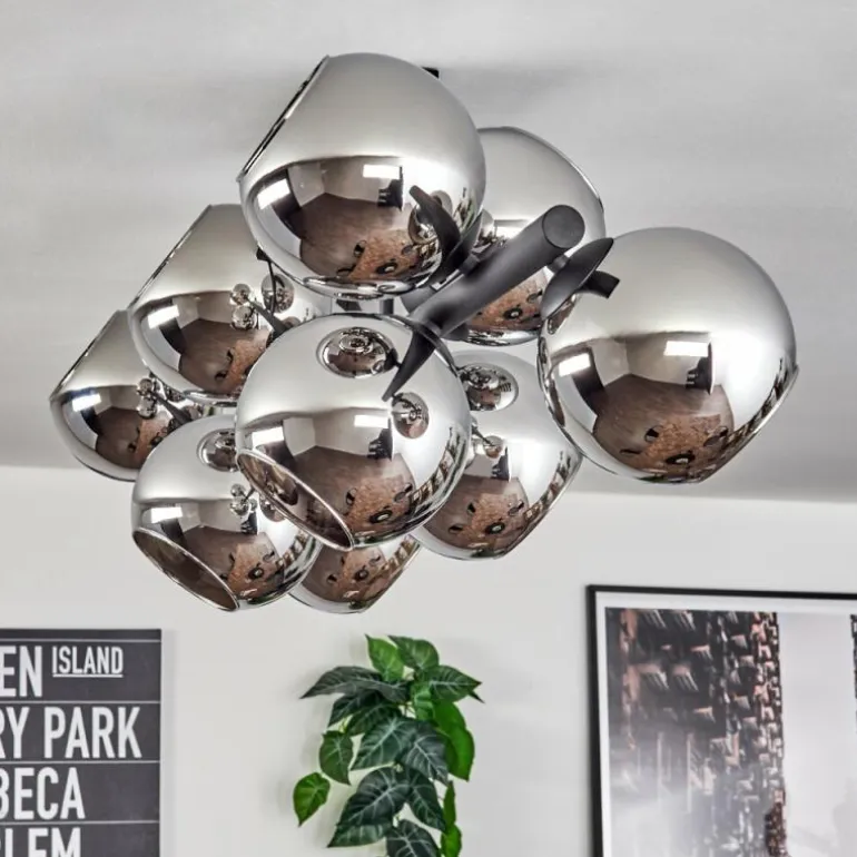 Gastor Plafonnier, Boule lumineuse Chrome, Fumé, 10 lumières