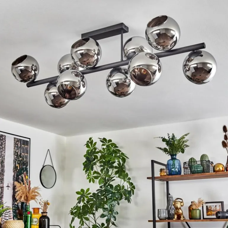 Gastor Plafonnier, Boule lumineuse Chrome, Fumé, 10 lumières