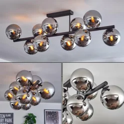 Gastor Plafonnier, Boule lumineuse Chrome, Fumé, 10 lumières