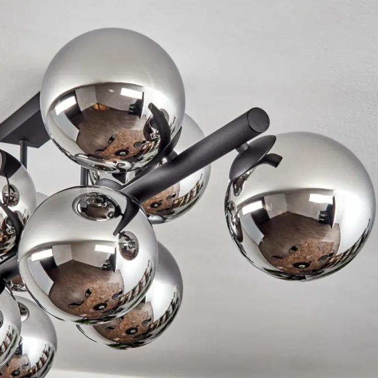 Gastor Plafonnier, Boule lumineuse Chrome, Fumé, 10 lumières
