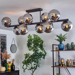 Gastor Plafonnier, Boule lumineuse Chrome, Fumé, 10 lumières