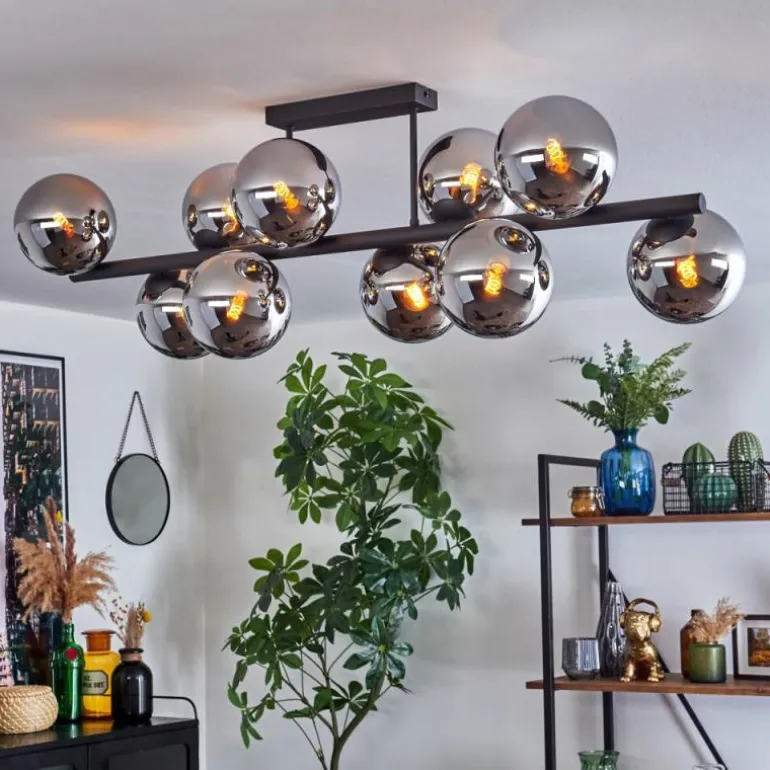 Gastor Plafonnier, Boule lumineuse Chrome, Fumé, 10 lumières