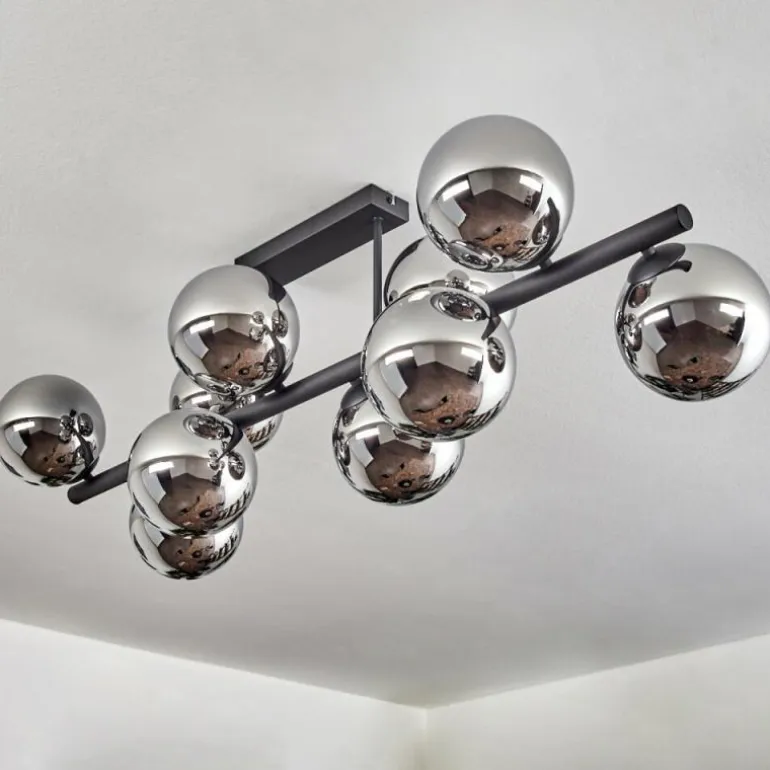 Gastor Plafonnier, Boule lumineuse Chrome, Fumé, 10 lumières