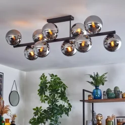 Gastor Plafonnier, Boule lumineuse Chrome, Fumé, 10 lumières