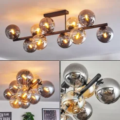 Gastor Plafonnier, Boule lumineuse Ambre, Fumé, 10 lumières