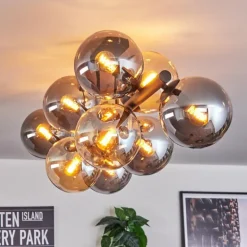 Gastor Plafonnier, Boule lumineuse Ambre, Fumé, 10 lumières