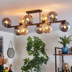 Gastor Plafonnier, Boule lumineuse Ambre, Fumé, 10 lumières