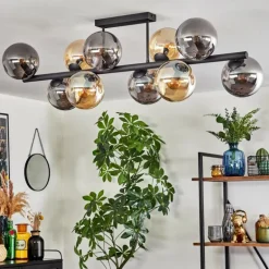 Gastor Plafonnier, Boule lumineuse Ambre, Fumé, 10 lumières