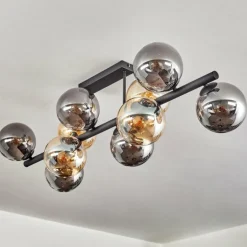 Gastor Plafonnier, Boule lumineuse Ambre, Fumé, 10 lumières