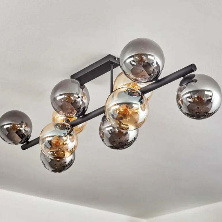 Gastor Plafonnier, Boule lumineuse Ambre, Fumé, 10 lumières